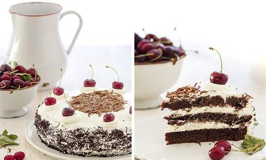 TARTA SELVA NEGRA CON CEREZAS CONFITADAS